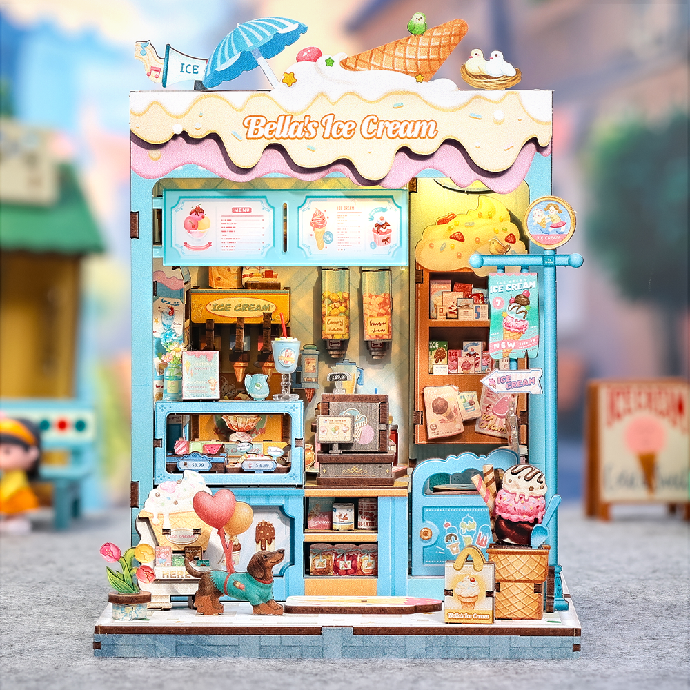 CUTEBEE Bella’s Ice Cream Miniature House Kit completed display